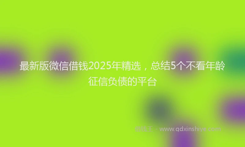 最新版微信借钱2025年精选，总结5个不看年龄征信负债的平台