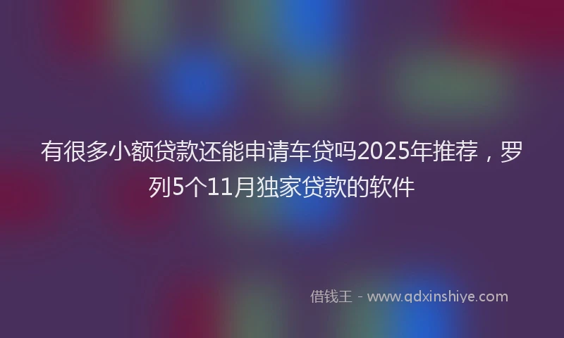 有很多小额贷款还能申请车贷吗2025年推荐，罗列5个11月独家贷款的软件