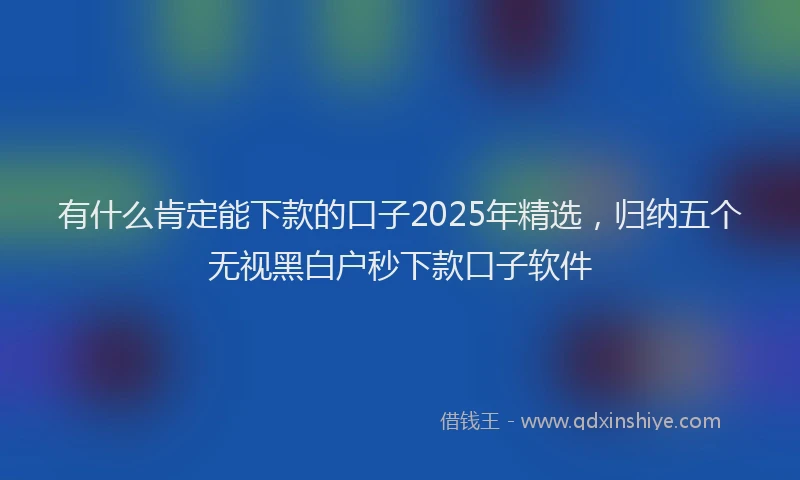 有什么肯定能下款的口子2025年精选，归纳五个无视黑白户秒下款口子软件