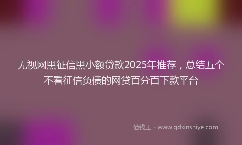 无视网黑征信黑小额贷款2025年推荐，总结五个不看征信负债的网贷百分百下款平台