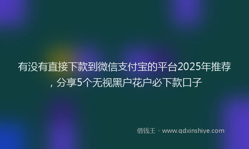 有没有直接下款到微信支付宝的平台2025年推荐，分享5个无视黑户花户必下款口子
