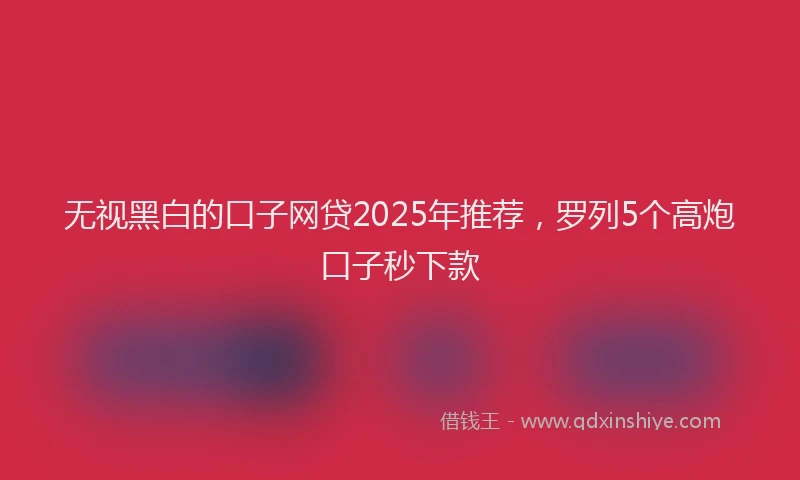 无视黑白的口子网贷2025年推荐，罗列5个高炮口子秒下款