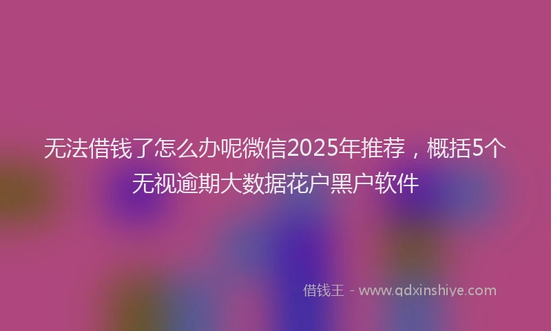 无法借钱了怎么办呢微信2025年推荐，概括5个无视逾期大数据花户黑户软件