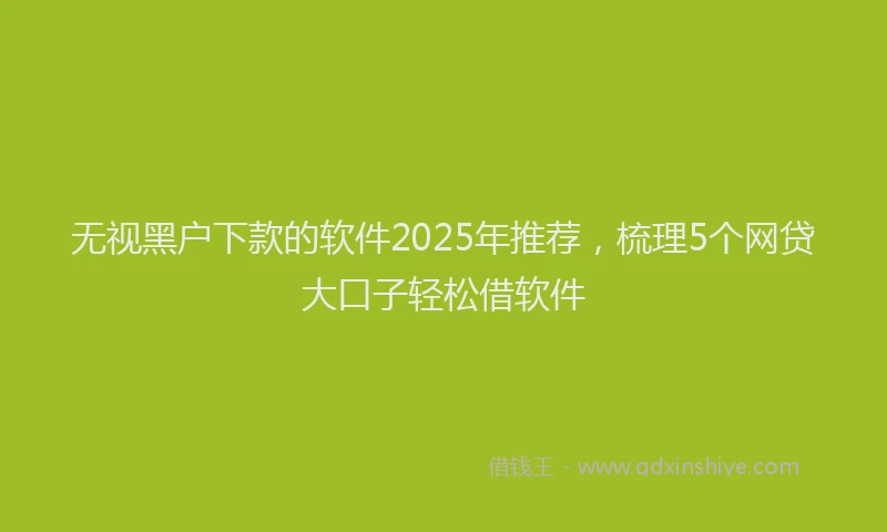 无视黑户下款的软件2025年推荐，梳理5个网贷大口子轻松借软件
