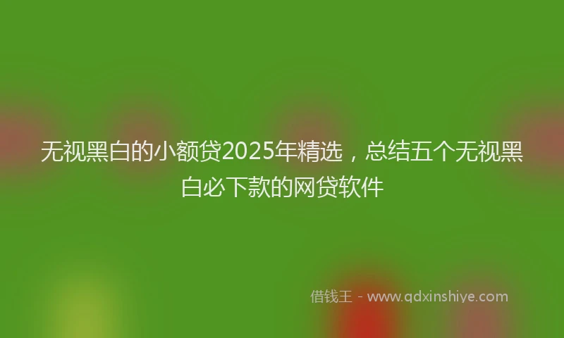无视黑白的小额贷2025年精选，总结五个无视黑白必下款的网贷软件