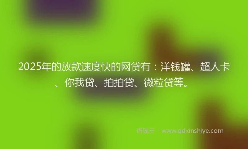 2025年的放款速度快的网贷有：洋钱罐、超人卡、你我贷、拍拍贷、微粒贷等。