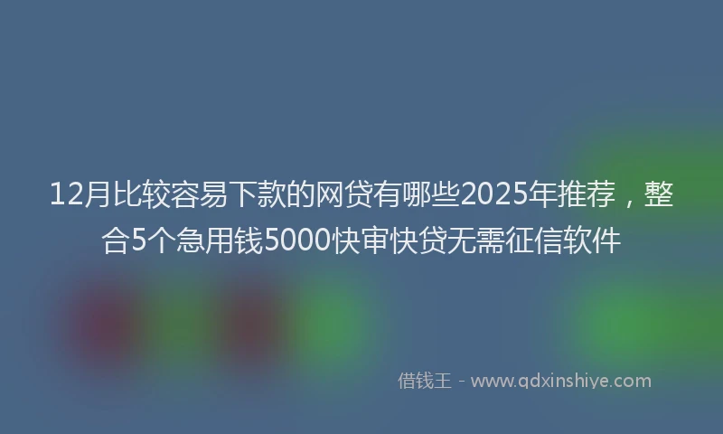 12月比较容易下款的网贷有哪些2025年推荐，整合5个急用钱5000快审快贷无需征信软件