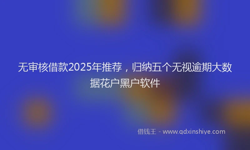 无审核借款2025年推荐，归纳五个无视逾期大数据花户黑户软件