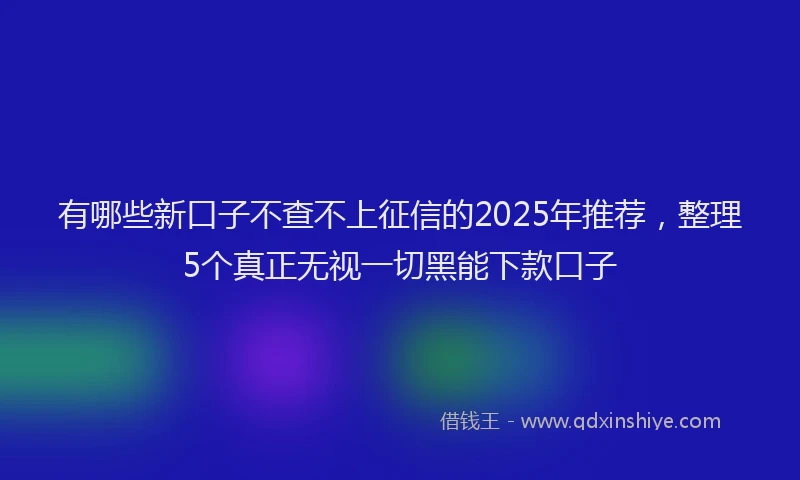 有哪些新口子不查不上征信的2025年推荐，整理5个真正无视一切黑能下款口子
