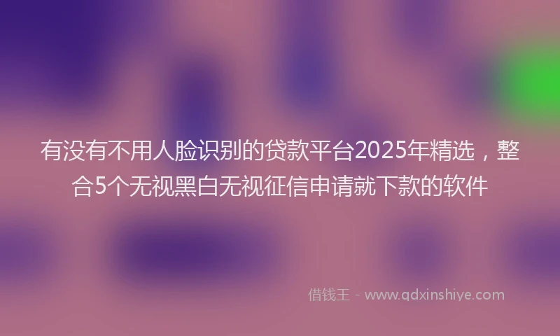 有没有不用人脸识别的贷款平台2025年精选，整合5个无视黑白无视征信申请就下款的软件