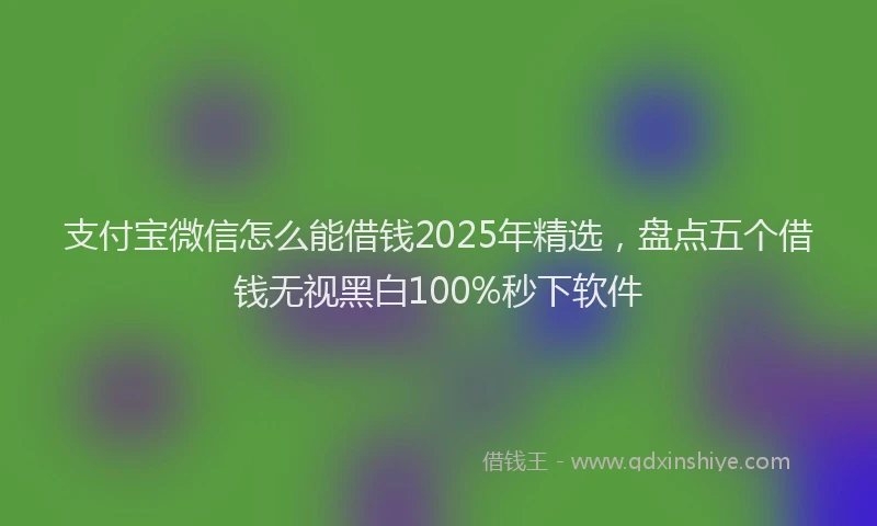 支付宝微信怎么能借钱2025年精选，盘点五个借钱无视黑白100%秒下软件