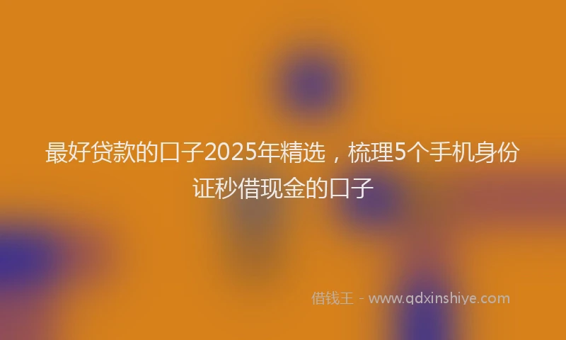 最好贷款的口子2025年精选，梳理5个手机身份证秒借现金的口子