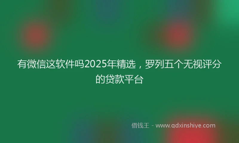 有微信这软件吗2025年精选，罗列五个无视评分的贷款平台