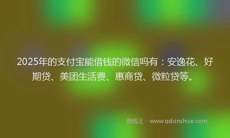 2025年的支付宝能借钱的微信吗有：安逸花、好期贷、美团生活费、惠商贷、微粒贷等。