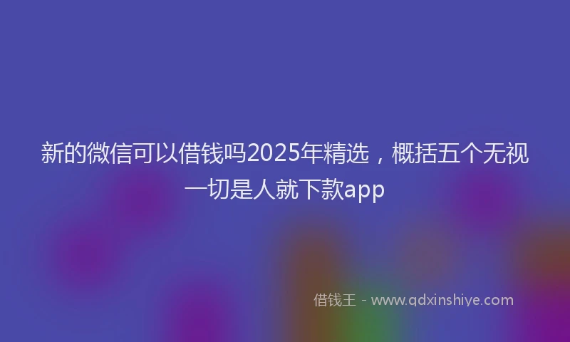 新的微信可以借钱吗2025年精选，概括五个无视一切是人就下款app