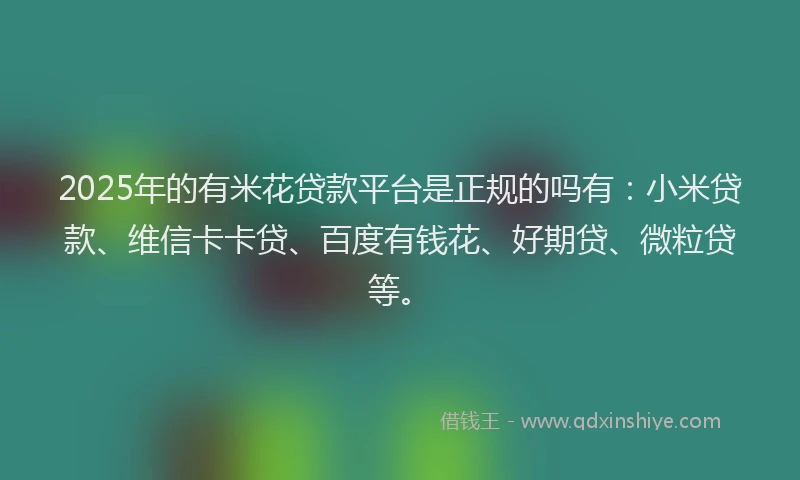 2025年的有米花贷款平台是正规的吗有：小米贷款、维信卡卡贷、百度有钱花、好期贷、微粒贷等。