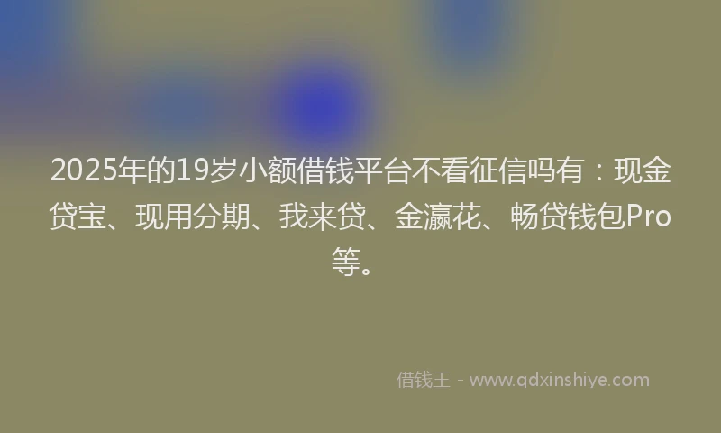 2025年的19岁小额借钱平台不看征信吗有：现金贷宝、现用分期、我来贷、金瀛花、畅贷钱包Pro等。