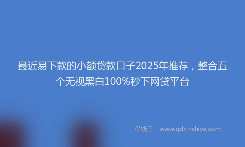 最近易下款的小额贷款口子2025年推荐，整合五个无视黑白100%秒下网贷平台