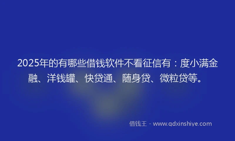 2025年的有哪些借钱软件不看征信有：度小满金融、洋钱罐、快贷通、随身贷、微粒贷等。