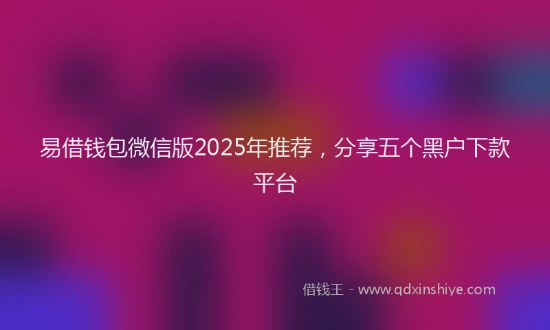 易借钱包微信版2025年推荐，分享五个黑户下款平台