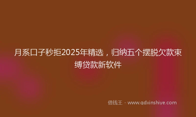月系口子秒拒2025年精选，归纳五个摆脱欠款束缚贷款新软件