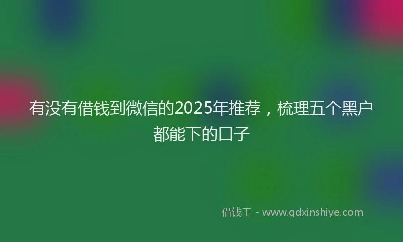 有没有借钱到微信的2025年推荐，梳理五个黑户都能下的口子