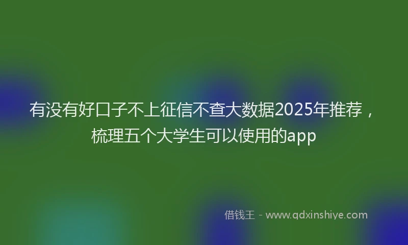 有没有好口子不上征信不查大数据2025年推荐，梳理五个大学生可以使用的app