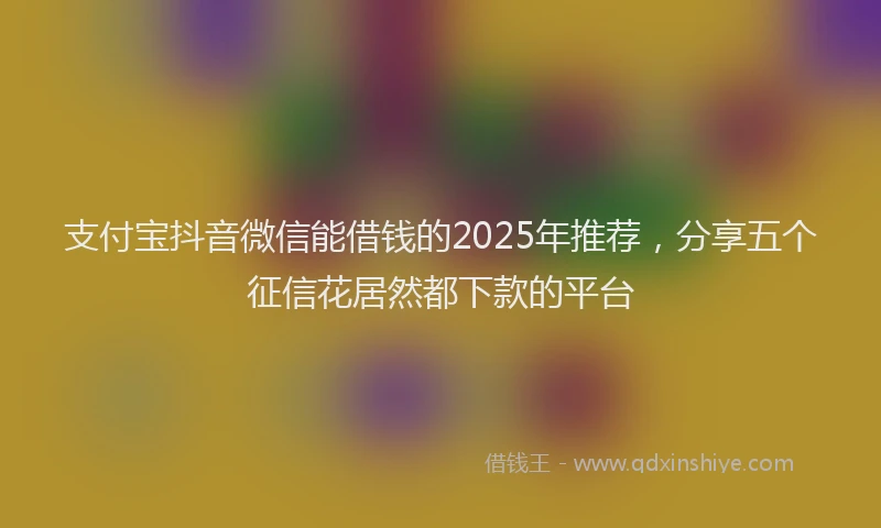 支付宝抖音微信能借钱的2025年推荐，分享五个征信花居然都下款的平台