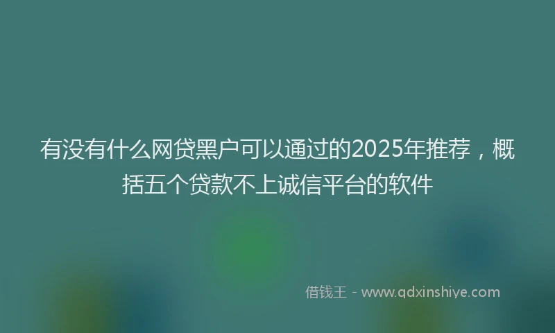 有没有什么网贷黑户可以通过的2025年推荐，概括五个贷款不上诚信平台的软件