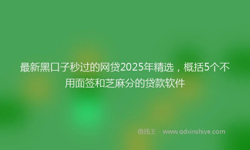 最新黑口子秒过的网贷2025年精选，概括5个不用面签和芝麻分的贷款软件