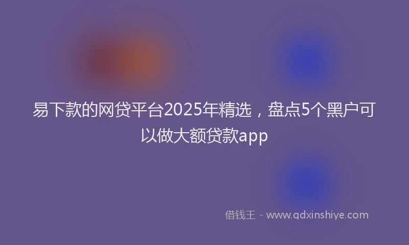 易下款的网贷平台2025年精选，盘点5个黑户可以做大额贷款app