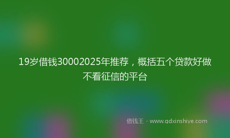 19岁借钱30002025年推荐，概括五个贷款好做不看征信的平台