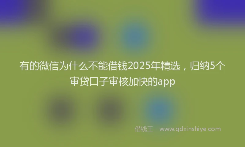有的微信为什么不能借钱2025年精选，归纳5个审贷口子审核加快的app