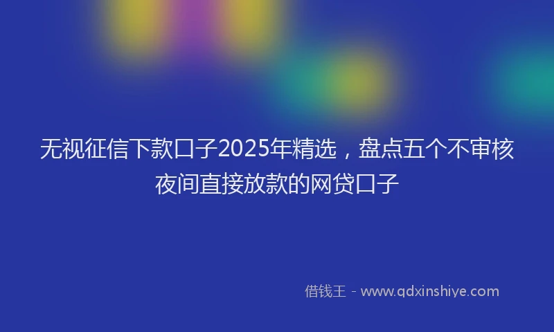 无视征信下款口子2025年精选，盘点五个不审核夜间直接放款的网贷口子