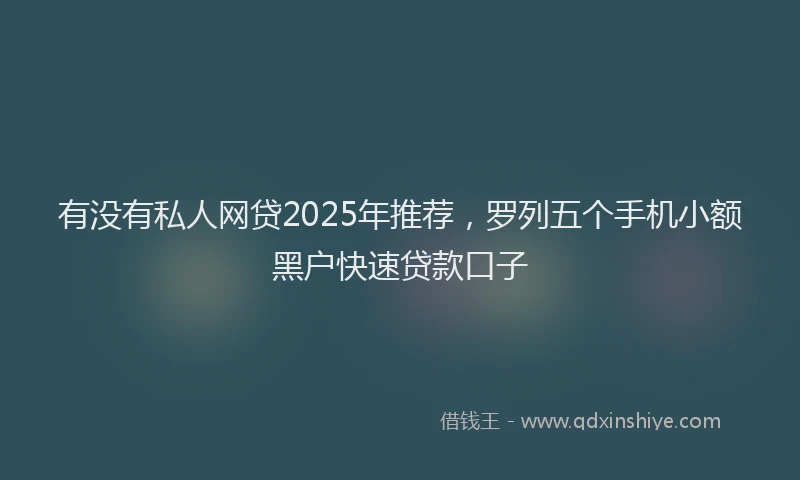 有没有私人网贷2025年推荐，罗列五个手机小额黑户快速贷款口子