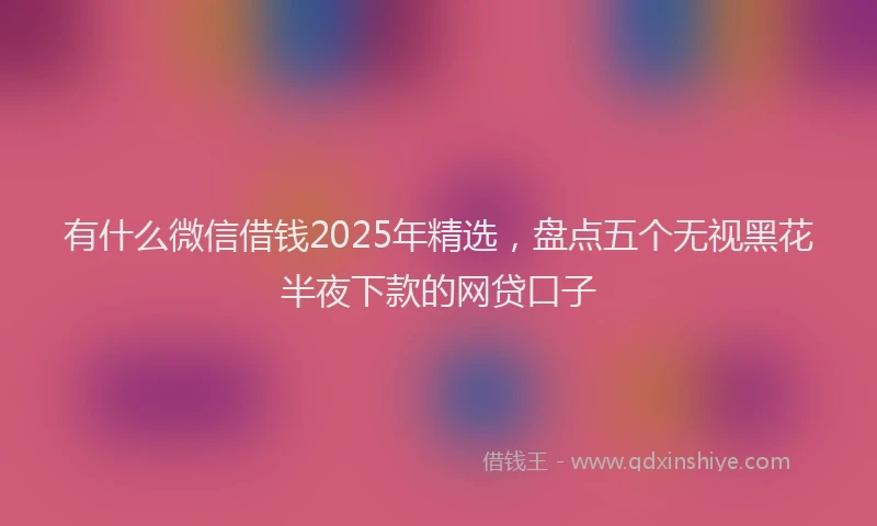 有什么微信借钱2025年精选，盘点五个无视黑花半夜下款的网贷口子