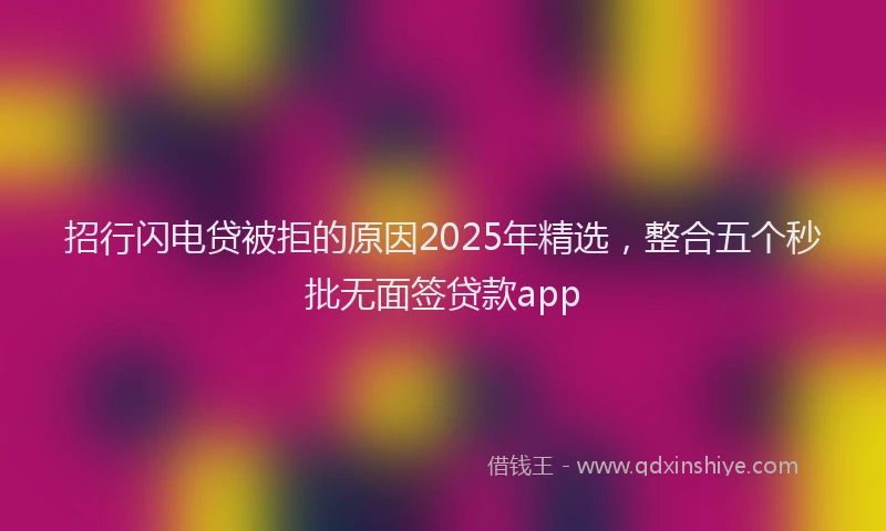 招行闪电贷被拒的原因2025年精选，整合五个秒批无面签贷款app