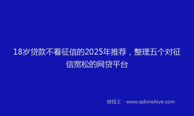18岁贷款不看征信的2025年推荐，整理五个对征信宽松的网贷平台