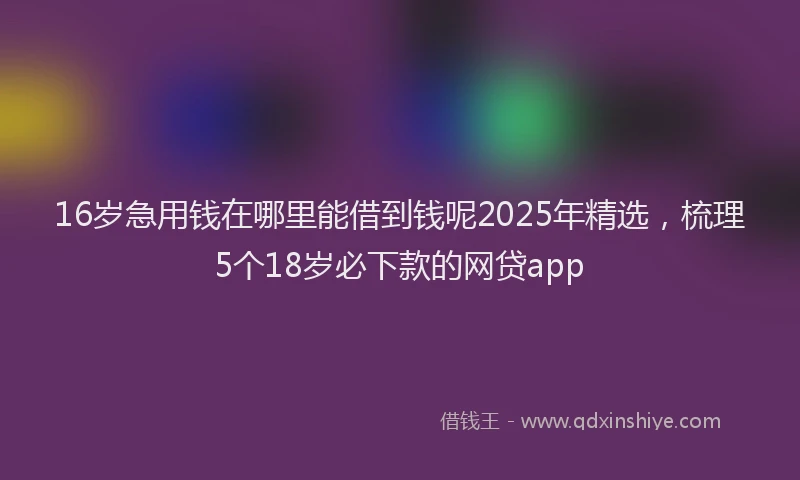 16岁急用钱在哪里能借到钱呢2025年精选,梳理5个18岁必下款的网贷app