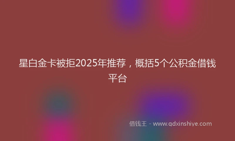星白金卡被拒2025年推荐，概括5个公积金借钱平台