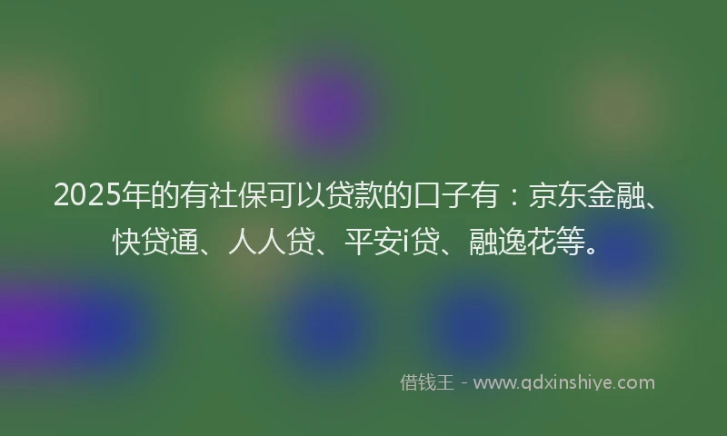 2025年的有社保可以贷款的口子有：京东金融、快贷通、人人贷、平安i贷、融逸花等。