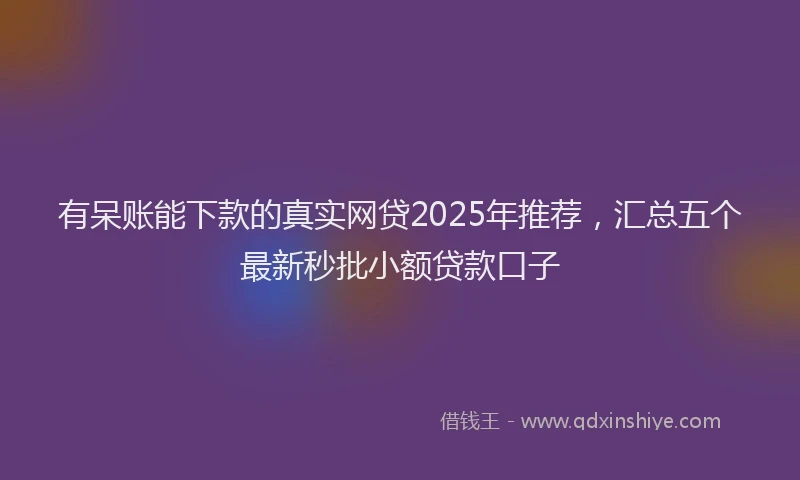 有呆账能下款的真实网贷2025年推荐，汇总五个最新秒批小额贷款口子