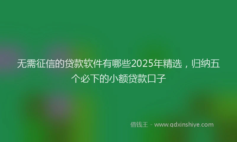 无需征信的贷款软件有哪些2025年精选，归纳五个必下的小额贷款口子