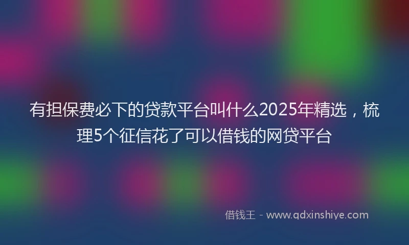 有担保费必下的贷款平台叫什么2025年精选，梳理5个征信花了可以借钱的网贷平台