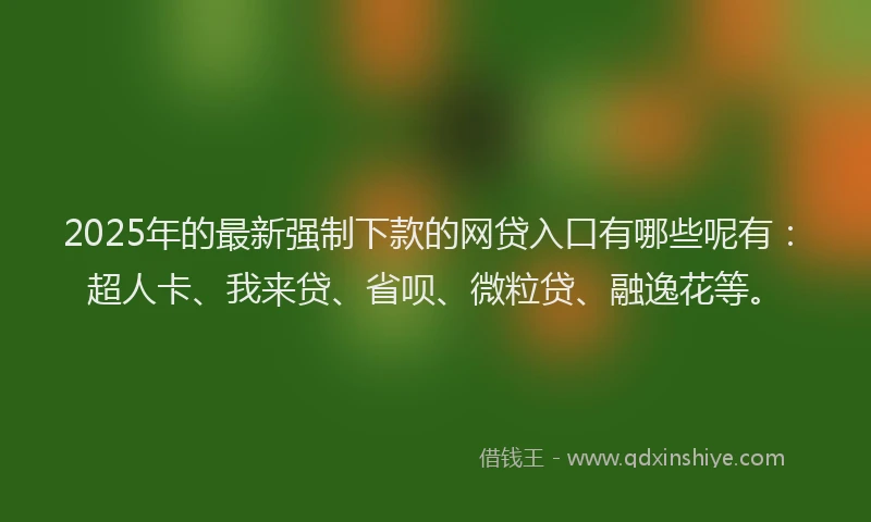 2025年的最新强制下款的网贷入口有哪些呢有：超人卡、我来贷、省呗、微粒贷、融逸花等。