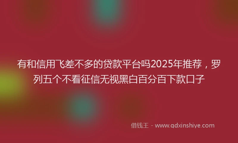 有和信用飞差不多的贷款平台吗2025年推荐，罗列五个不看征信无视黑白百分百下款口子
