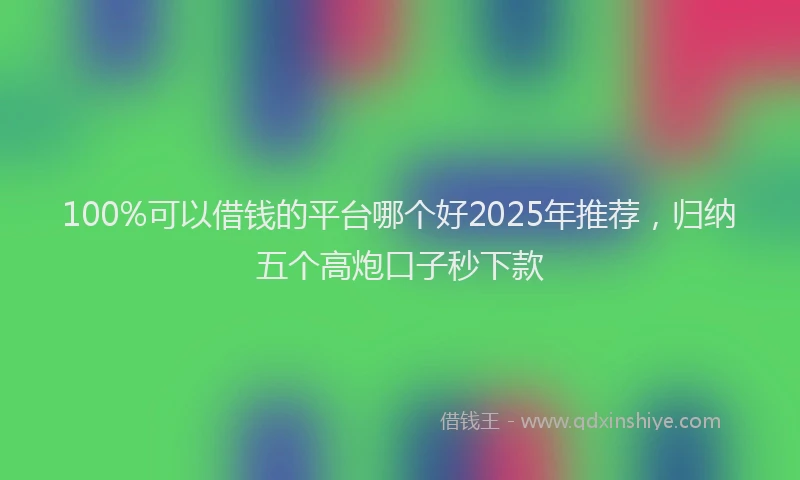 100%可以借钱的平台哪个好2025年推荐，归纳五个高炮口子秒下款
