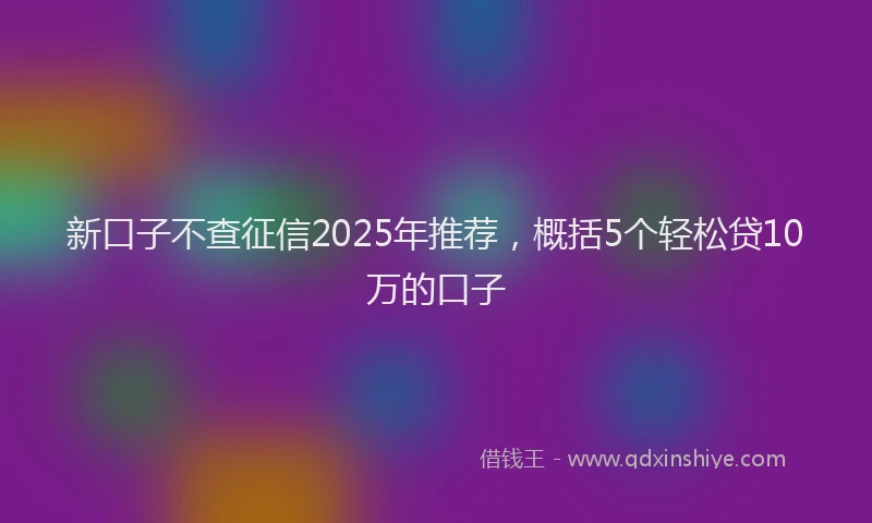 新口子不查征信2025年推荐，概括5个轻松贷10万的口子
