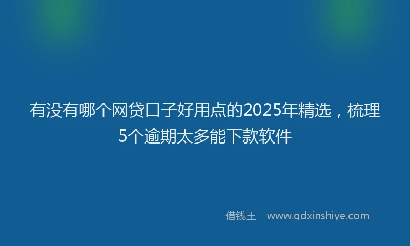 有没有哪个网贷口子好用点的2025年精选，梳理5个逾期太多能下款软件