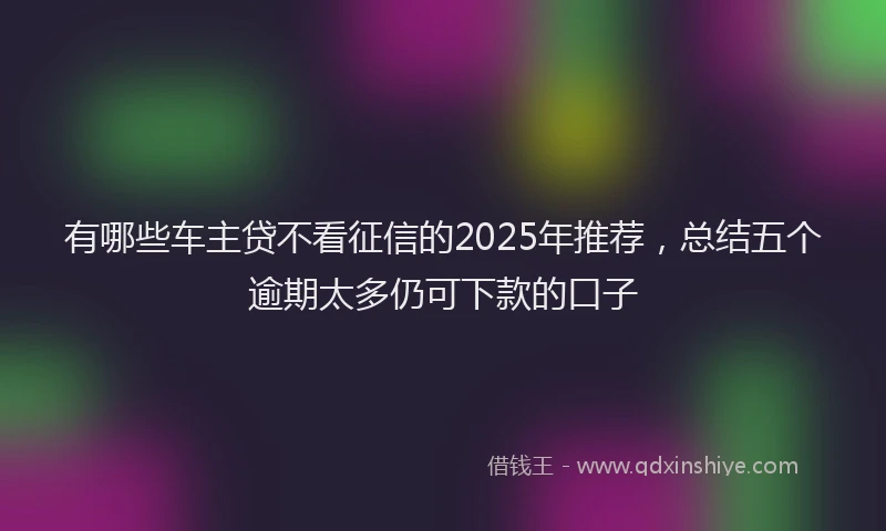 有哪些车主贷不看征信的2025年推荐，总结五个逾期太多仍可下款的口子